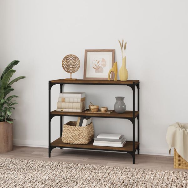 vidaXL Biblioth&egrave;que Ch&ecirc;ne brun 80x33x70,5cm Bois d'ing&eacute;nierie et acier