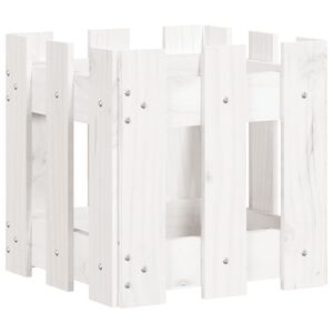vidaXL Jardini&egrave;re avec design de cl&ocirc;ture blanc 30x30x30 cm pin massif