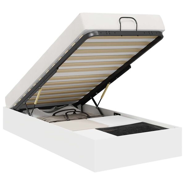 vidaXL Cadre de lit ottoman avec stockage Blanc 193 x 120 x 25 cm