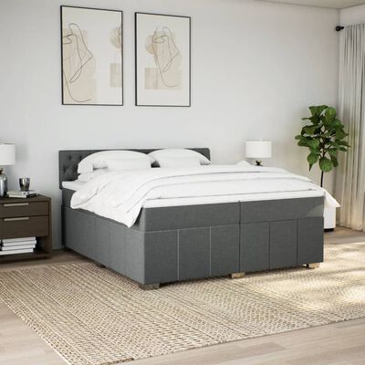 vidaXL Sommier à lattes de lit avec matelas Gris foncé 200x200cm Tissu