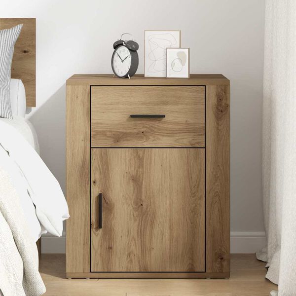 vidaXL Cabinet de chevet avec tiroir Ch&ecirc;ne artisanal 35 x 50 x 60 cm
