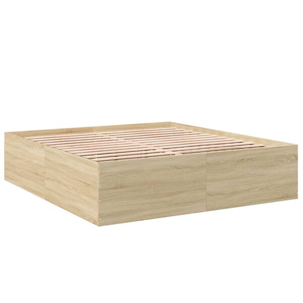 vidaXL Cadre de lit sans matelas ch&ecirc;ne sonoma 200x200 cm