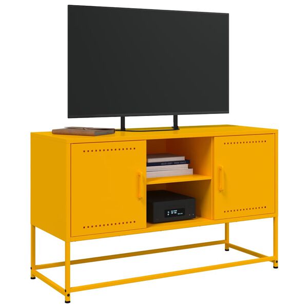 vidaXL Meuble TV jaune moutarde 100,5x39x60,5 cm acier