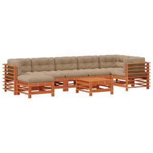 vidaXL Ensemble de salon de jardin 8 pc Brun Cir&eacute; Bois de pin massif