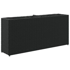 vidaXL Jardini&egrave;re avec 2 pots noir 90x20x40 cm r&eacute;sine tress&eacute;e
