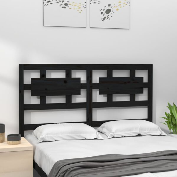 vidaXL T&ecirc;te de lit Noir 165,5x4x100 cm Bois massif de pin