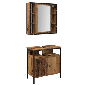 vidaXL Ensemble de mobilier de salle de bain avec &eacute;tag&egrave;re 2 pcs Marron