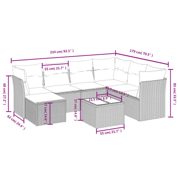 vidaXL Salon de jardin avec coussins 8 pcs beige r&eacute;sine tress&eacute;e