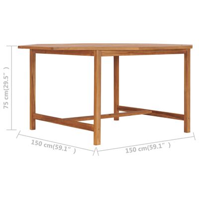 vidaXL Table de jardin 150x150x75 cm Bois de teck solide