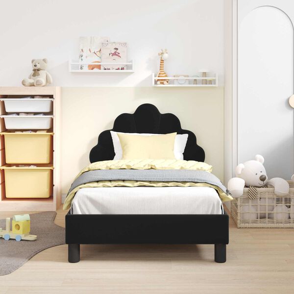 vidaXL Cadre de lit pour enfants avec t&ecirc;te de lit Noir 80 x 160 cm