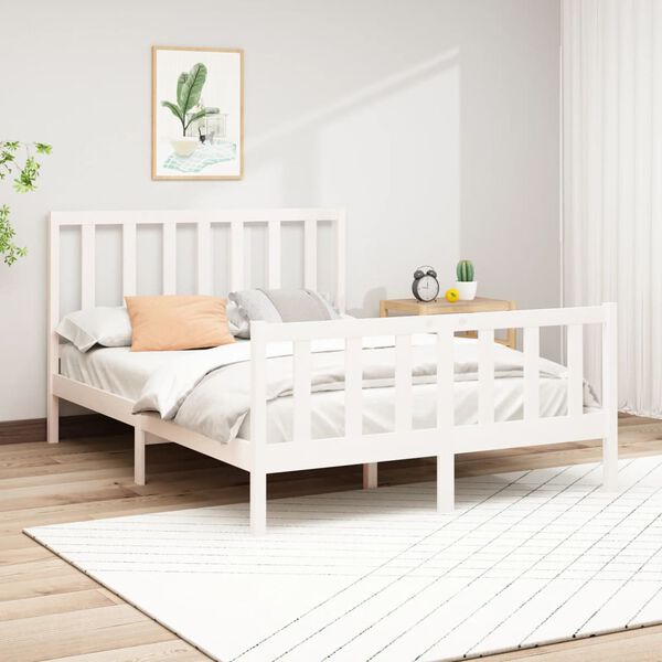 vidaXL Cadre de lit sans matelas blanc 140x190 cm bois de pin massif