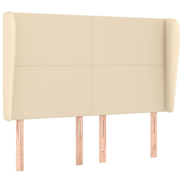 vidaXL T&ecirc;te de lit avec oreilles Cr&egrave;me 147x23x118/128 cm Tissu