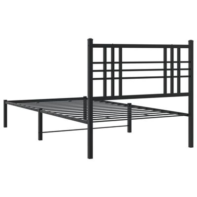 vidaXL Cadre de lit métal sans matelas avec tête de lit noir 100x200cm