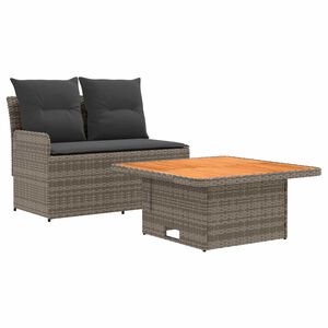 vidaXL Canap&eacute; de jardin avec accoudoirs et table relevable 2 Pi&egrave;ce