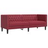 vidaXL Ensemble de canap&eacute;s Chesterfield 2pcs rouge bordeaux similicuir
