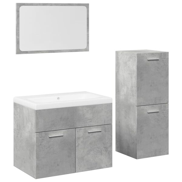 vidaXL Ensemble de meubles de salle de bain 4 pcs gris b&eacute;ton