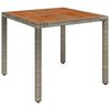 vidaXL Table de jardin dessus en bois Gris 90x90x75 cm R&eacute;sine tress&eacute;e
