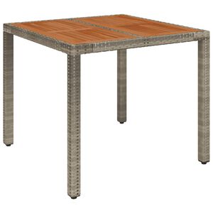 vidaXL Table de jardin dessus en bois Gris 90x90x75 cm R&eacute;sine tress&eacute;e