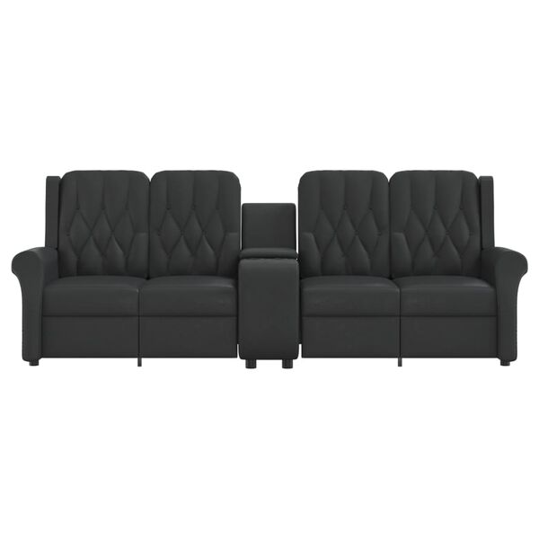 vidaXL Fauteuil inclinable porte-gobelets 4 places noir similicuir