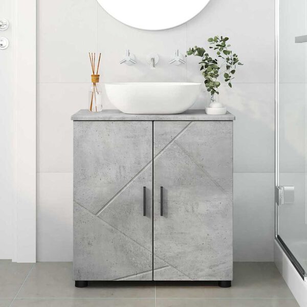 vidaXL Cabinet de salle de bain avec porte Gris b&eacute;ton 61 x 35 x 64 cm