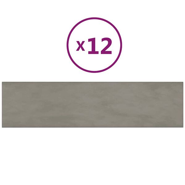vidaXL Panneaux muraux 12 pcs Gris clair 60x15 cm Velours 1,08 m&sup2;