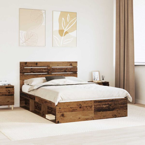 vidaXL Cadre de lit Bois ancien 160 x 200 cm Pin massif
