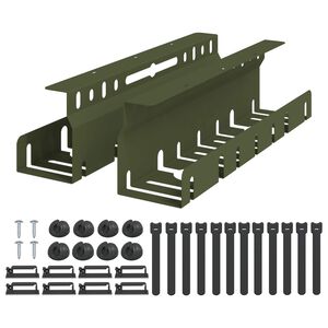 vidaXL Plateau de gestion de c&acirc;bles sous le bureau 2 pc Vert olive
