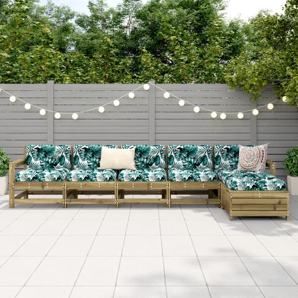 vidaXL Salon de jardin 6 pcs bois de pin impr&eacute;gn&eacute;