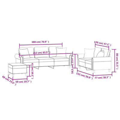 vidaXL Ensemble de canapés 3 pcs avec coussins vert foncé velours