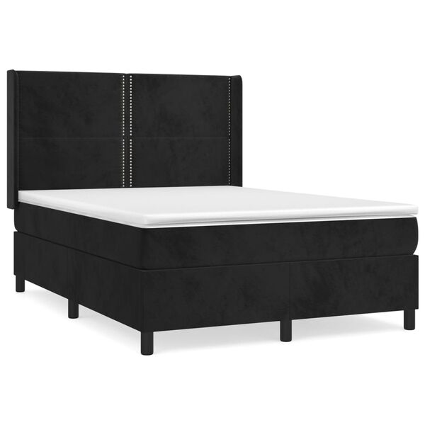 vidaXL Sommier &agrave; lattes de lit avec matelas Noir 140x190 cm Velours