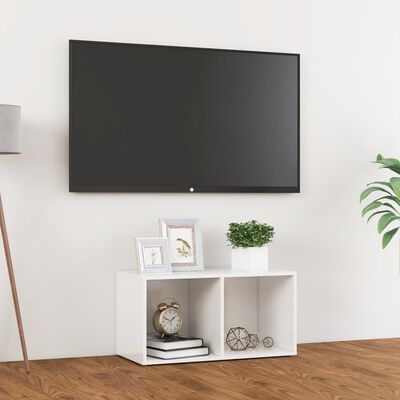 vidaXL Meuble TV blanc brillant 72x35x36,5 cm bois d’ingénierie