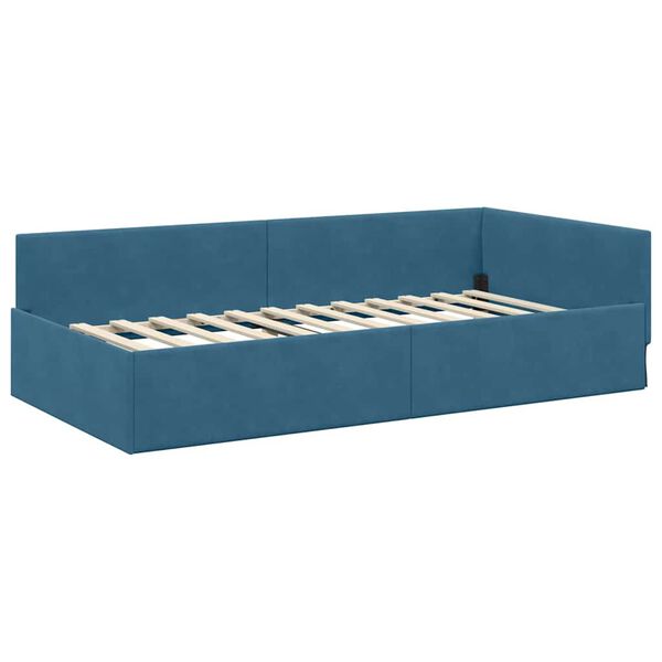 vidaXL Cadre de lit d'angle Bleu 80 cm x 200 cm VeloursetContreplaqu&eacute;