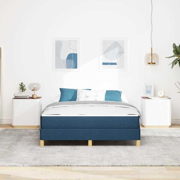 vidaXL Lit &agrave; ressorts avec matelas Bleu 140 x 190 cm tissu