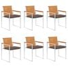 vidaXL Chaises de jardin lot de 6 avec coussins Bois d'acacia solide