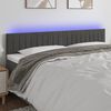 vidaXL T&ecirc;te de lit &agrave; LED Gris fonc&eacute; 180x5x78/88 cm Velours