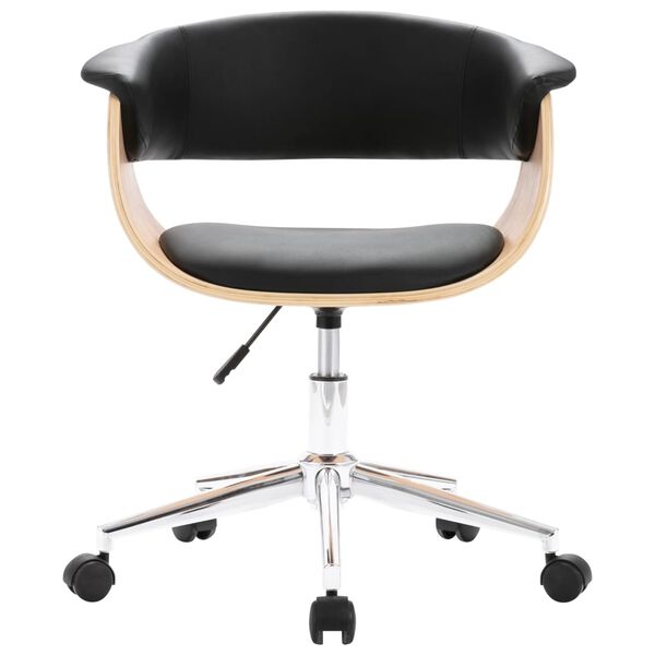 vidaXL Chaise pivotante de bureau Noir Bois courb&eacute; et similicuir