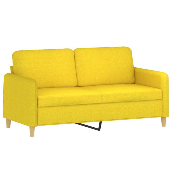 vidaXL Ensemble de canap&eacute;s 2 pcs avec coussins jaune clair tissu