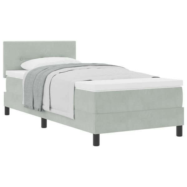 vidaXL Lit &agrave; ressorts avec matelas Gris clair 90 x 190 cm Velours