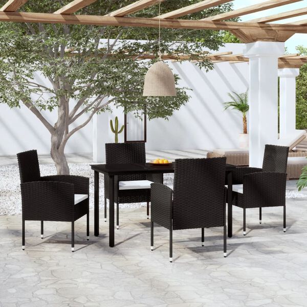 vidaXL Ensemble &agrave; manger de jardin 5 pcs Noir