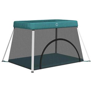 vidaXL Parc pour b&eacute;b&eacute; avec matelas Vert Tissu de lin