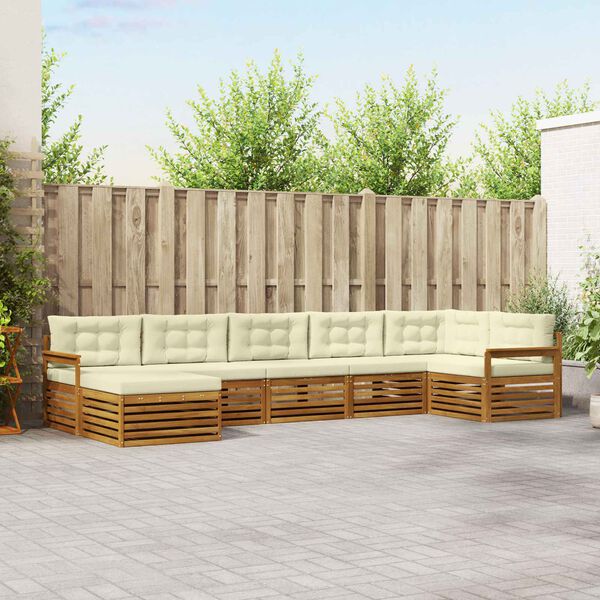 vidaXL Ensembles de canap&eacute;s avec coussin 7 pcs Naturel et Cr&egrave;me