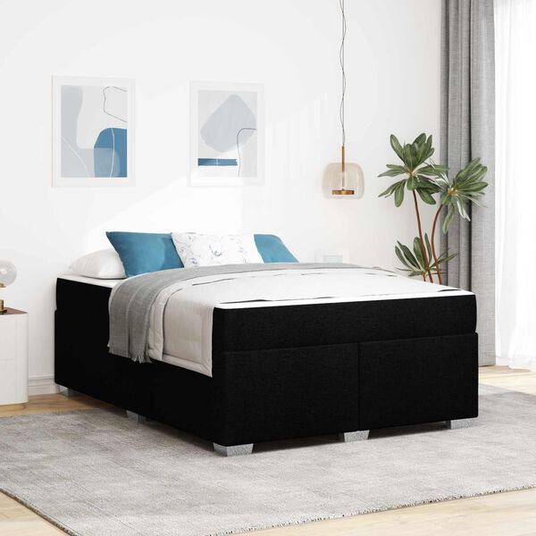 vidaXL Cadre de lit avec matelas Noir 160 x 200 cm tissu