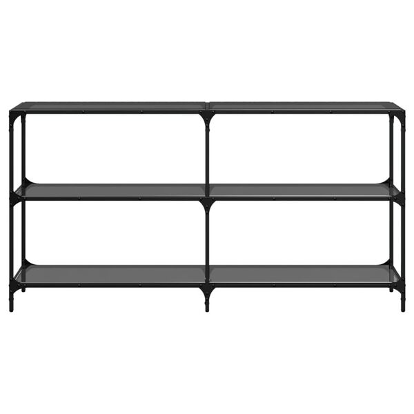 vidaXL Table console avec dessus en verre noir 158,5x30x81 cm acier