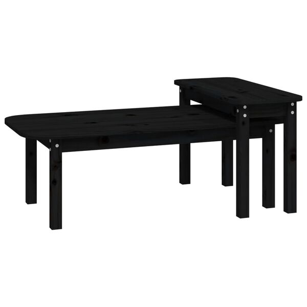 vidaXL Ensemble de tables basses 2 pcs Noir Bois massif de pin