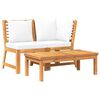 vidaXL Salon de jardin 3 pcs avec coussin cr&egrave;me Bois d'acacia solide