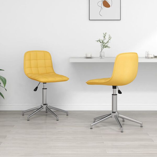 vidaXL Chaises pivotantes &agrave; manger lot de 2 jaune tissu