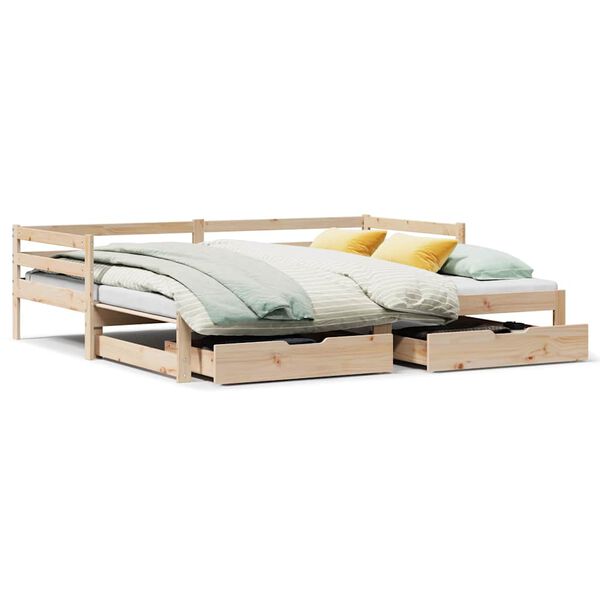 vidaXL Lit de jour avec gigogne et tiroirs sans matelas 80x200 cm