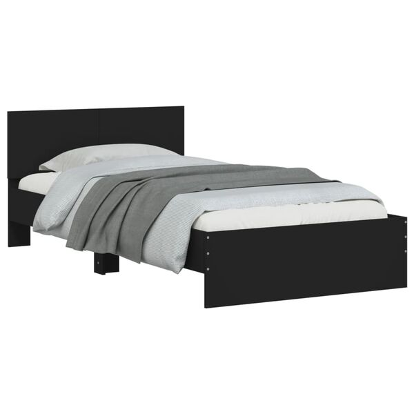 vidaXL Cadre de lit sans matelas avec t&ecirc;te de lit noir 100x200 cm