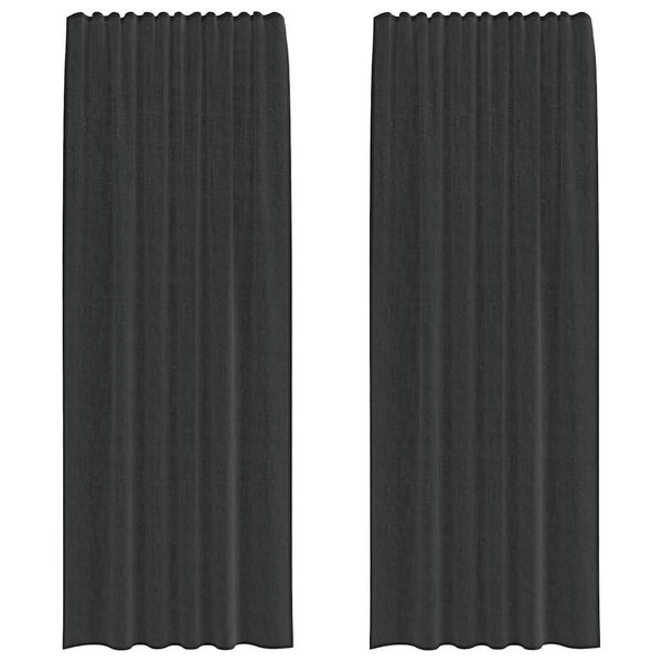 vidaXL Rideaux en voile avec passe-tringles 2 pcs noir