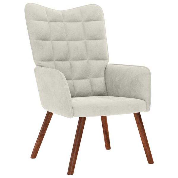 vidaXL Chaise de relaxation cr&egrave;me velours